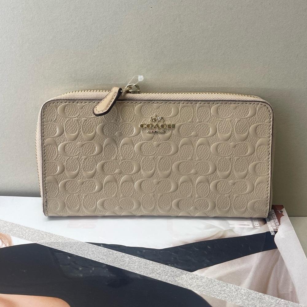 (new+card) Coach long wallet signature monogram beechwood beige taupe 7.5x4 inch - Picture 6 of 12